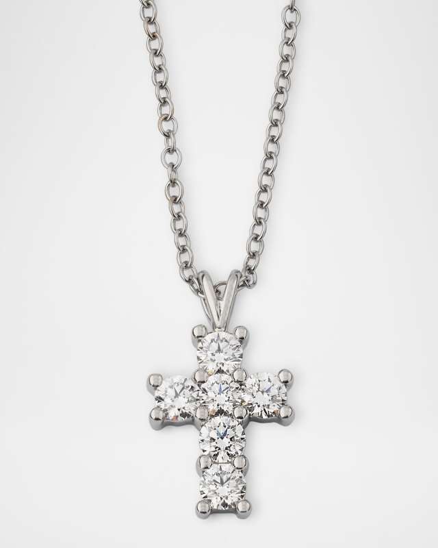 Platinum Diamond Cross Pendant Necklace